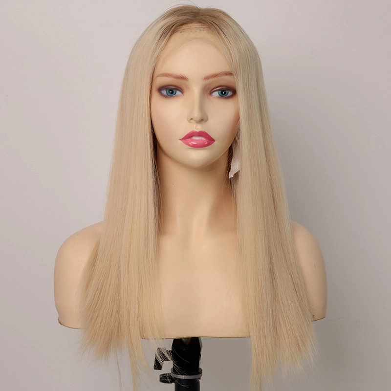 Diamond blonde color Lace top wig best quality full cuticle straight virgin hair YR0022